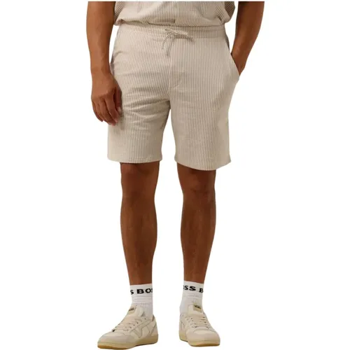 Taupe Seersucker Jersey Shorts für Herren , Herren, Größe: M - Selected Homme - Modalova