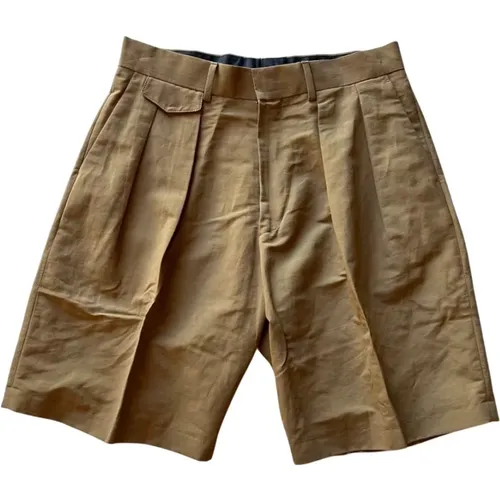 Camel Linen-Blend Double-Pleat Shorts , female, Sizes: W30, W34, W32 - Paul Smith - Modalova