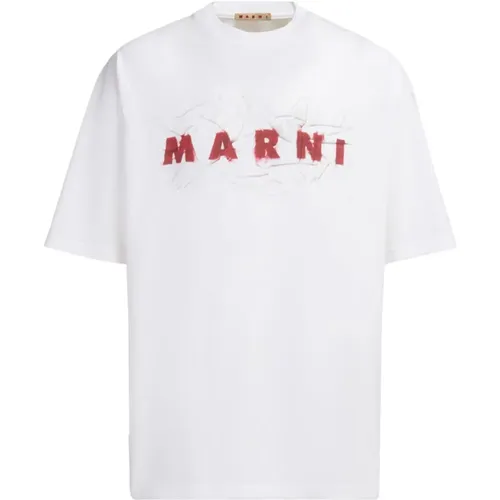 T-Shirts, male, , Size: XL Jersey Logo T-shirt - Marni - Modalova