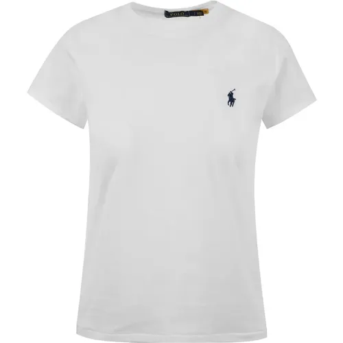 Besticktes Logo Rundhals T-Shirt , Damen, Größe: XS - Ralph Lauren - Modalova