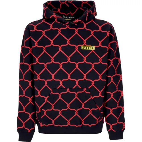 Hoodies, male, , Size: M Black Net Hoodie All Over Print - Iuter - Modalova