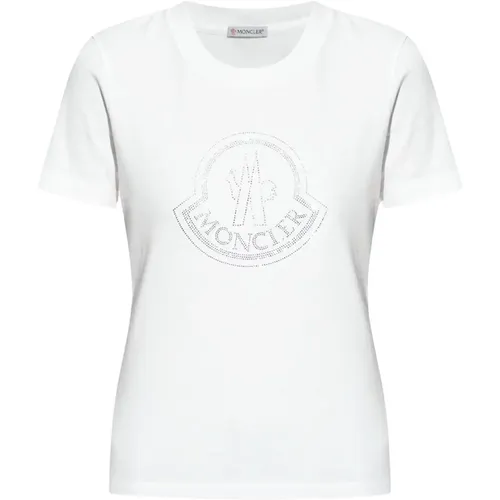 T-Shirt mit Logo , Damen, Größe: M - Moncler - Modalova