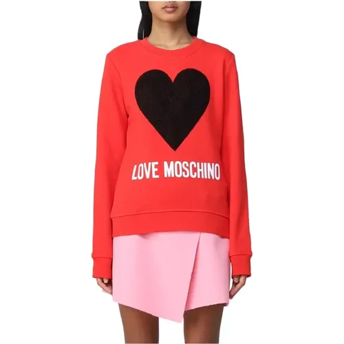 Sweatshirts, female, , Size: XS Crewneck Sweatshirt - Love Moschino - Modalova