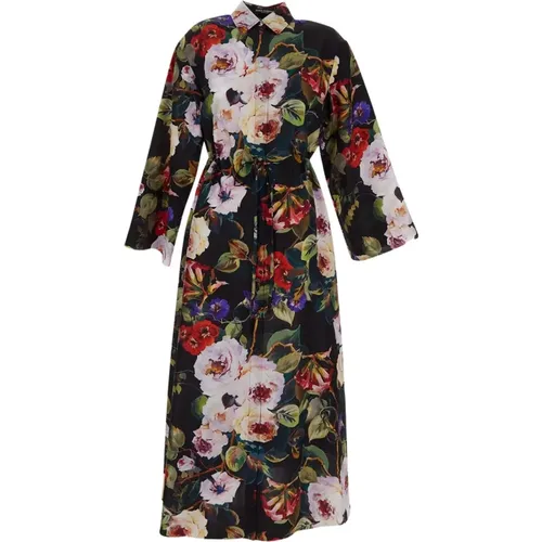 Long Sleeve Silk Dress , female, Sizes: M, S, XS - Dolce & Gabbana - Modalova