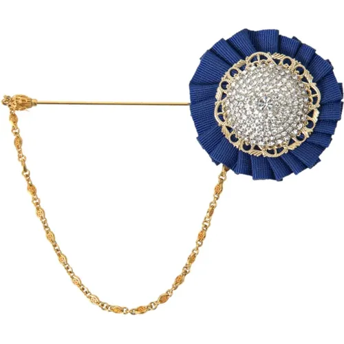 Blau Gold Kristall Reversnadel - Dolce & Gabbana - Modalova