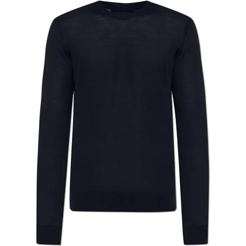 Round-neck Knitwear, male, , Size: 2XL Thin wool sweater - Giorgio Armani - Modalova