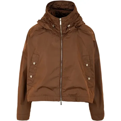 Short Windproof Jacket with Hood and Raglan Sleeves , female, Sizes: M, XS, S - Moorer - Modalova