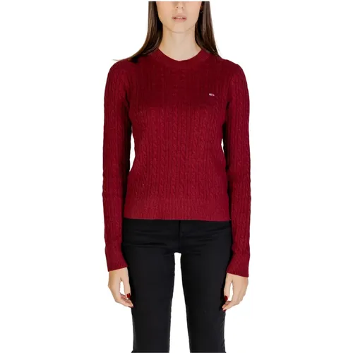 Roter Langarm-Strickpullover , Damen, Größe: XL - Tommy Hilfiger - Modalova