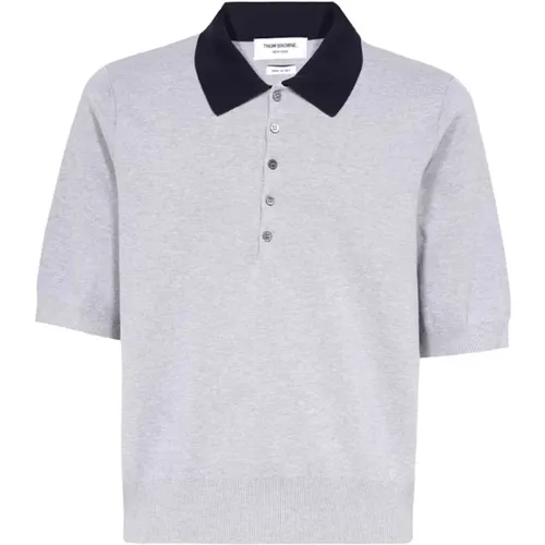 Polo-Shirt aus Baumwolle mit Dreifarbdetail , Herren, Größe: 2XL - Thom Browne - Modalova