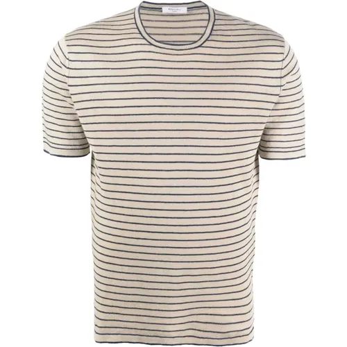 Striped Linen T-Shirt, Casual Style , male, Sizes: L - Boglioli - Modalova
