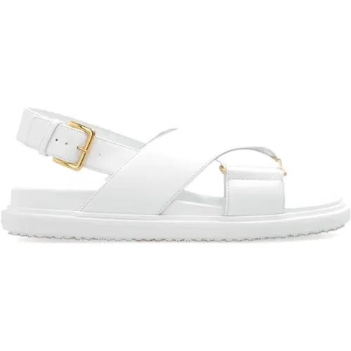 Fußbett Ledersandalen , Damen, Größe: 38 1/2 EU - Marni - Modalova