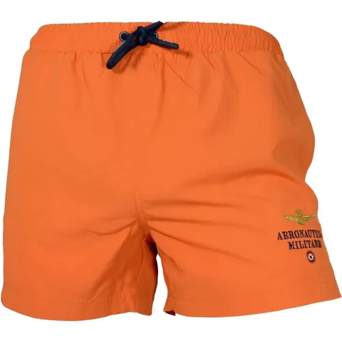 Men's Embroidered Logo Swim Shorts , male, Sizes: 3XL, L, 2XL, XL - aeronautica militare - Modalova