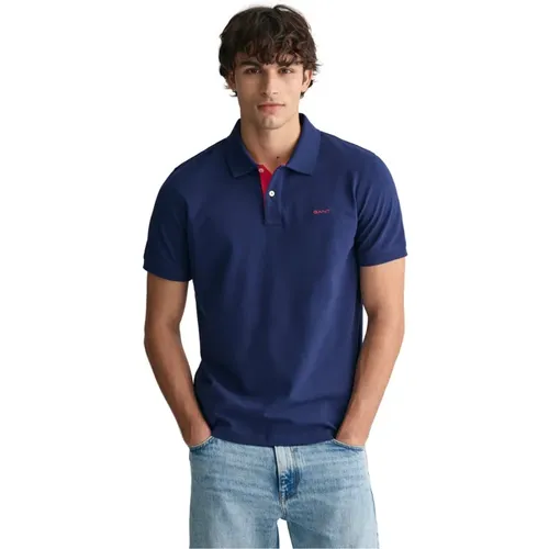 Kontrast Piqué Poloshirt , Herren, Größe: 5XL - Gant - Modalova