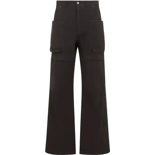 Wide Trousers, male, , Size: W31 Dark Dust Cargo Pants - Rick Owens - Modalova
