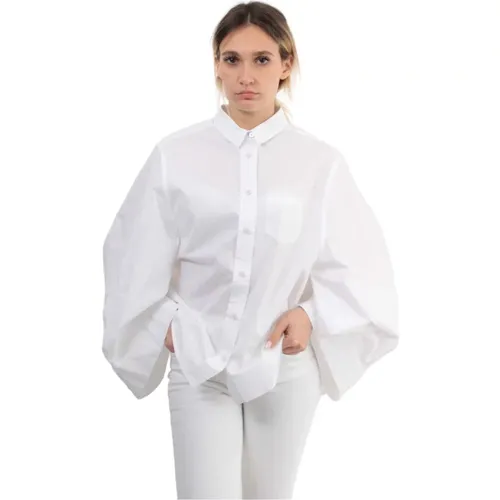Weißes Hemd Klassischer Stil 100% Baumwolle , Damen, Größe: M - Roberto Collina - Modalova