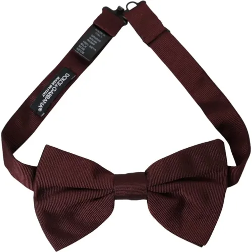 Bowties, male, , Size: ONE SIZE Silk Bow Tie Maroon Adjustable Style - Dolce & Gabbana - Modalova