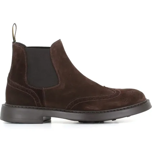 Chelsea Boots, male, , Size: 8 1/2 US Brogue Chelsea Flat Shoes - Doucal's - Modalova