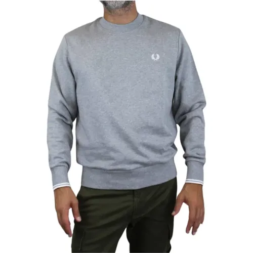 Round Neck Grey Sweater , male, Sizes: M - Fred Perry - Modalova