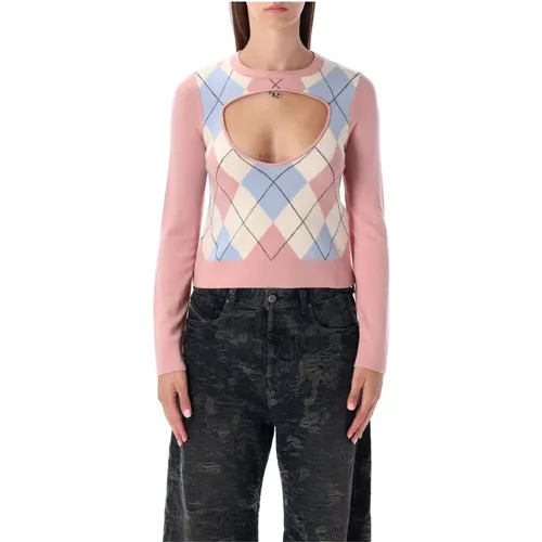 Round-neck Knitwear, female, , Size: L M-Romko Cut-Out Sweater - Diesel - Modalova