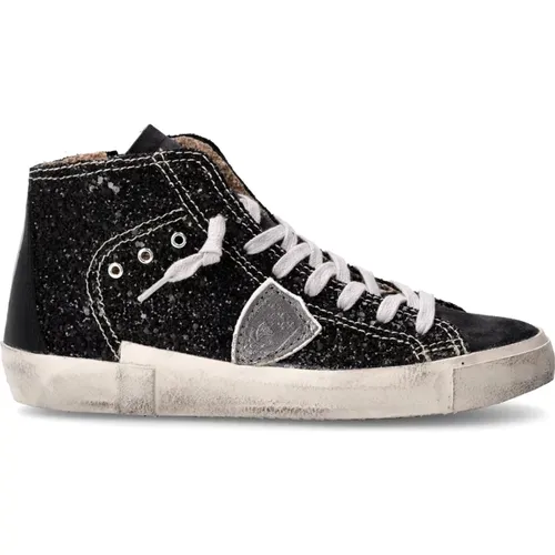 Glitter Tennis Sneakers Women , female, Sizes: 3 UK, 4 UK, 5 UK, 6 UK - Philippe Model - Modalova