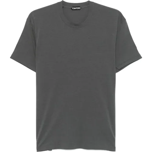 T-Shirts, male, , Size: XS Lyocell Cotton Crew Neck T-Shirt - Tom Ford - Modalova