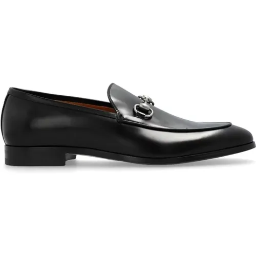 Loafers, male, , Size: 7 US Flat Slip-On Shoes with Horsebit Detailing - Gucci - Modalova