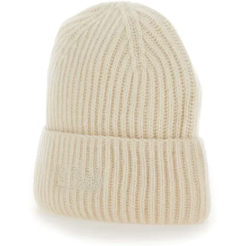 Ribbed Wool Cashmere Cap Cream , female, Sizes: ONE SIZE - MC2 Saint Barth - Modalova