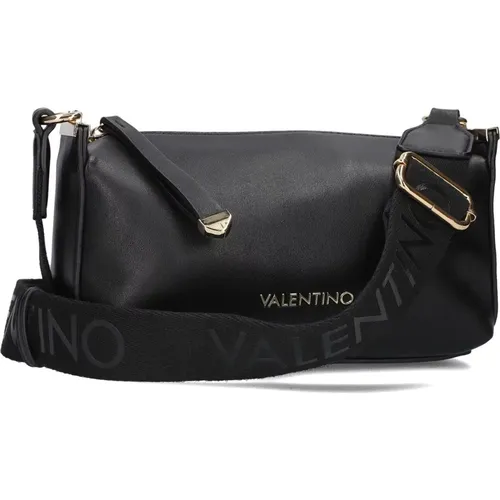 Schwarze Leder Schulter Kameratasche , Damen, Größe: ONE Size - Valentino by Mario Valentino - Modalova