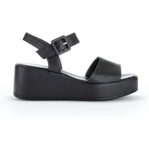 Schwarze Ledersandalen , Damen, Größe: 40 EU - Gabor - Modalova