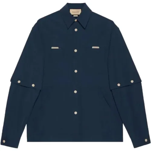 Straight-point collar cotton shirt , male, Sizes: XL - Gucci - Modalova