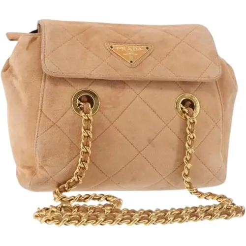 Pre-owned Shoulder Bags, female, , Size: ONE SIZE Pre-owned Suede Shoulder Bag - Prada Vintage - Modalova