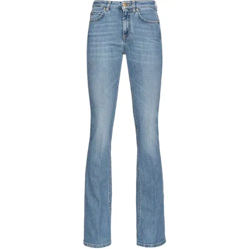 Denim Flare Blau Besticktes Logo , Damen, Größe: W27 - pinko - Modalova