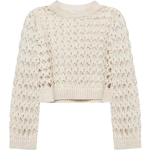 Ivory Sweaters for Women , female, Sizes: S - BRUNELLO CUCINELLI - Modalova