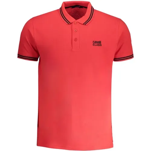 Rotes Baumwoll-Poloshirt mit Kurzen Ärmeln , Herren, Größe: L - Cavalli Class - Modalova