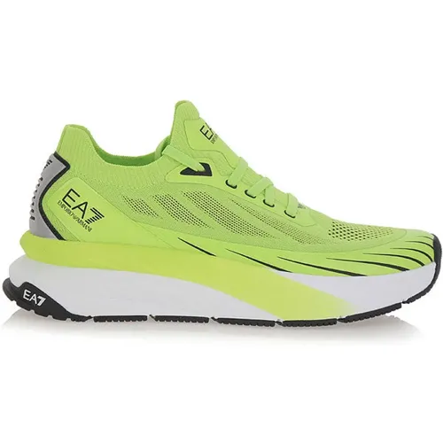 Lime Sneakers Ss24 Runde Spitze Schnürung , Herren, Größe: 42 2/3 EU - Emporio Armani EA7 - Modalova