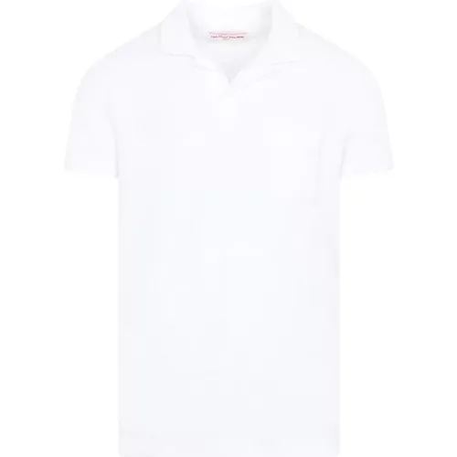 Weiße Terry Baumwoll Polo Shirt , Herren, Größe: L - Orlebar Brown - Modalova