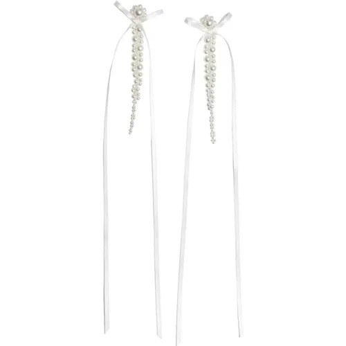 Earrings, female, , Size: ONE SIZE Pearl Daisy Ribbon Drip Earrings - Simone Rocha - Modalova
