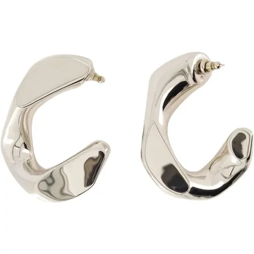 Silver Chain Hoop Earrings - Brass , female, Sizes: ONE SIZE - alexander mcqueen - Modalova