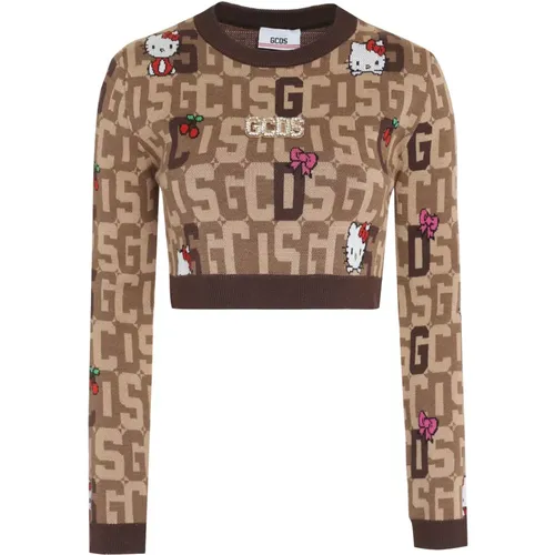 Round-neck Knitwear, female, , Size: XS Hello Kitty Wool-blend Sweater - Gcds - Modalova