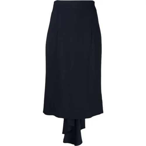 Midi Skirts, female, , Size: XS Midnight Pleated Asymmetric Midi Skirt - Moschino - Modalova
