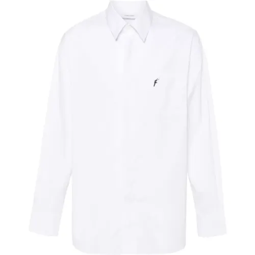 Embroidered Poplin Shirt Classic Collar , male, Sizes: L - Salvatore Ferragamo - Modalova