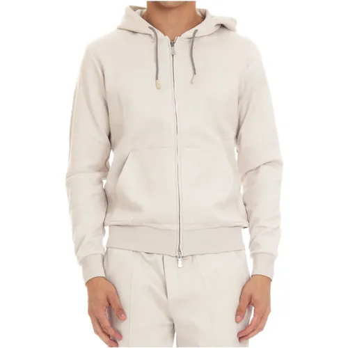 Zip-throughs, male, , Size: XL Hooded Full Zip Sweater - Eleventy - Modalova