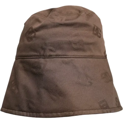 Hats, male, , Size: ONE SIZE Monogram Cotton Bucket Cap - Dolce & Gabbana - Modalova