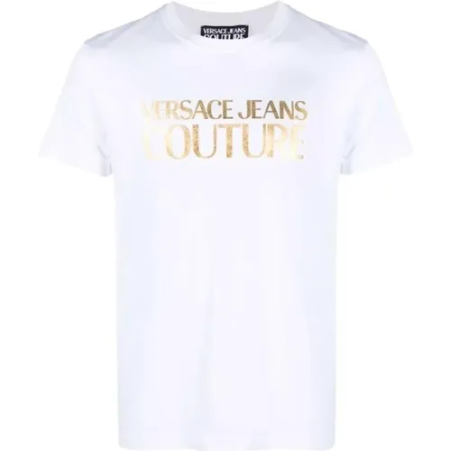 Bianco Short Sleeve T-Shirt - Men`s Fashion , male, Sizes: M, XL, L - Versace Jeans Couture - Modalova