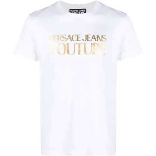 T-Shirts, male, , Size: XS Bianco Short Sleeve T-Shirt - Men`s Fashion - Versace Jeans Couture - Modalova