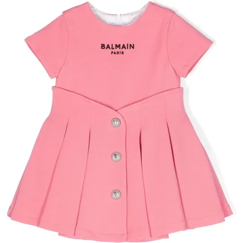 Rosa Besticktes Kleid Plissierter Rock - Balmain - Modalova