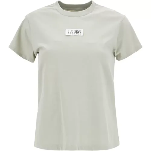 T-Shirt mit Logo-Label , Damen, Größe: L - MM6 Maison Margiela - Modalova