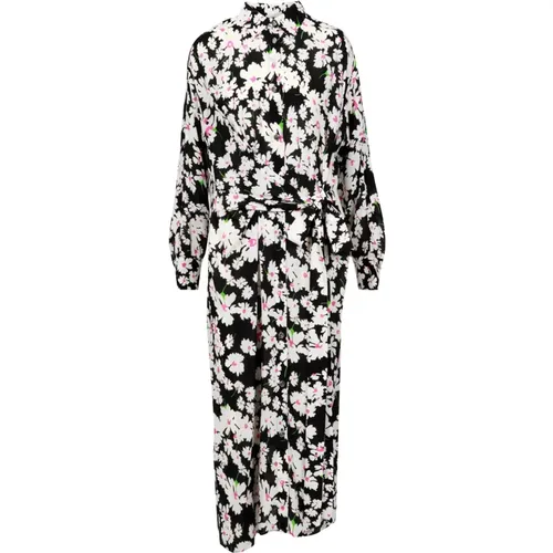 Shirt Dresses, female, , Size: S Floral Print Cotton Dress with High Neck - Msgm - Modalova