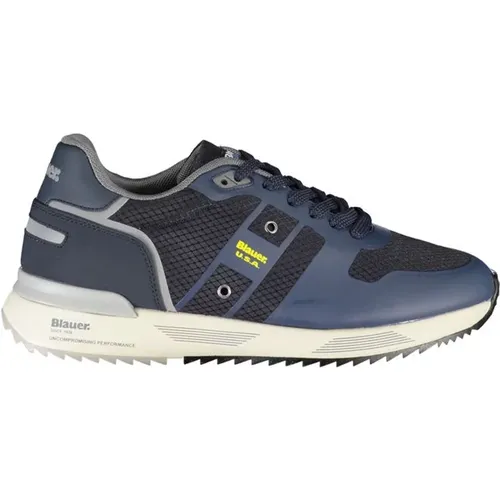 Blaue Sneakers mit Kontrastierenden Details , Herren, Größe: 44 EU - Blauer - Modalova