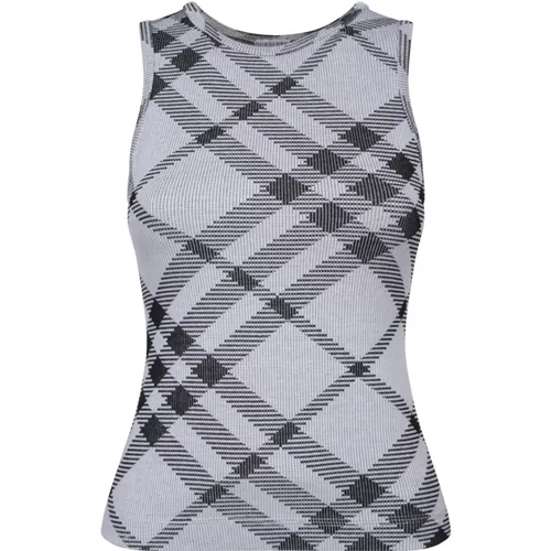 Weiße Karierte Ärmellose Top , Damen, Größe: 2XS - Burberry - Modalova